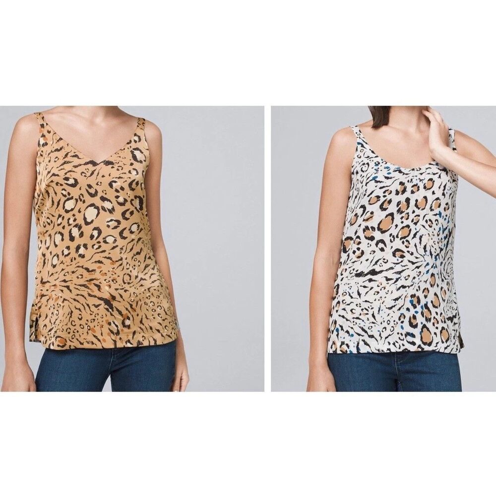 White House Black Market Animal Print Reversible Satin Camisole Tank